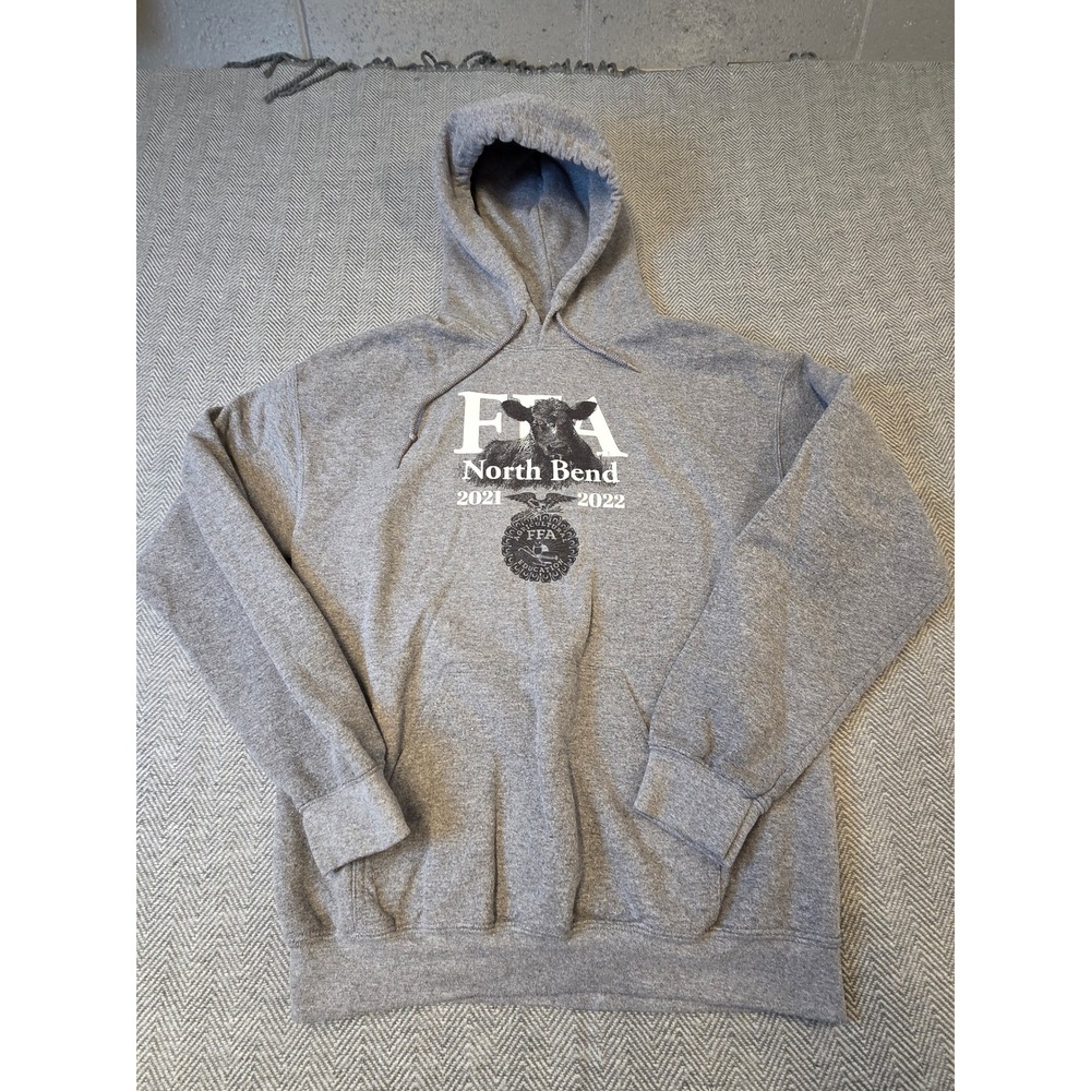 Gildan Hoodie Men M Gray FFA North Bend 2021-2022 Graphic Print Kangaroo Pockets